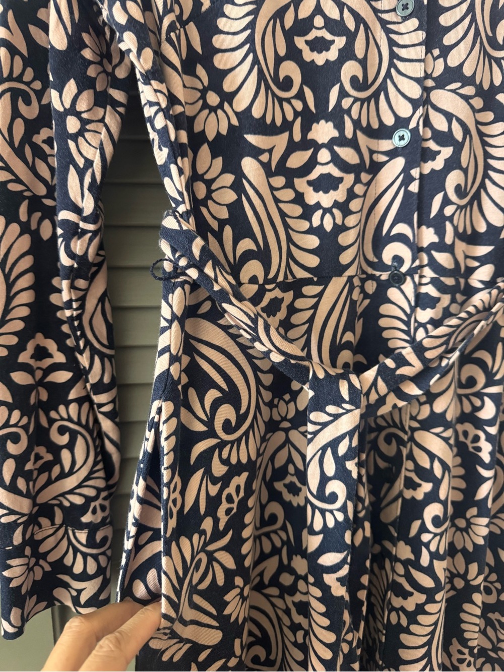 Boden | Marcia Abstract Paisley Jersey Shirt Dress w/ Waist Tie Belt ~ US 8R - Picture 7 of 8